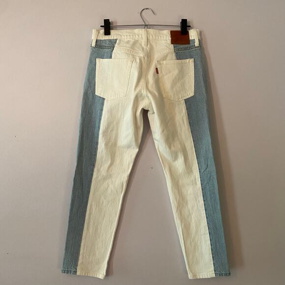 Levi's 501 Premium Taper Jeans Cotton Button Fly White Blue Women's size 28 x 26 - Picture 5 of 13